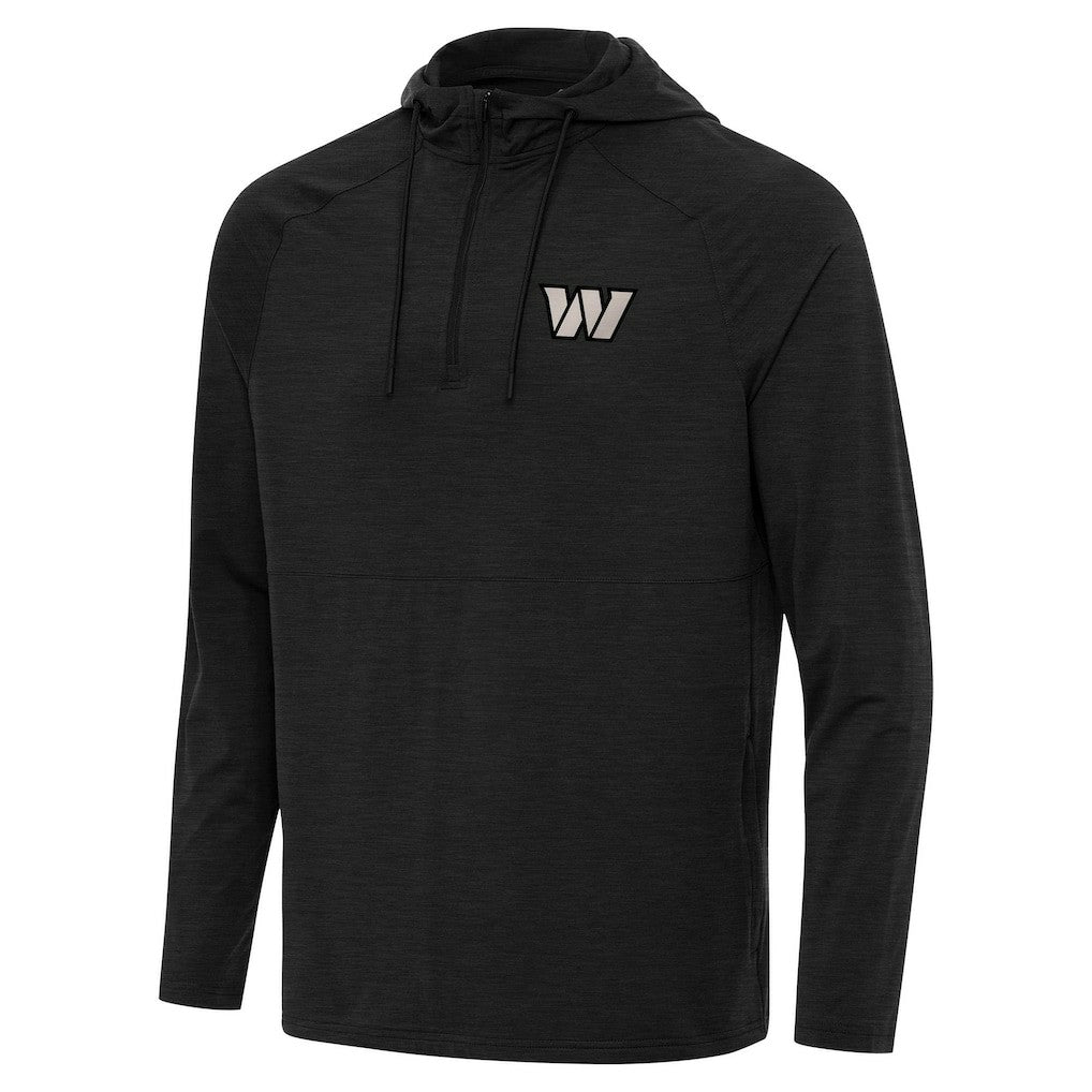 Washington Commanders Antigua Spikes Raglan Quarter-Zip Hoodie - Heather Black Hoodies