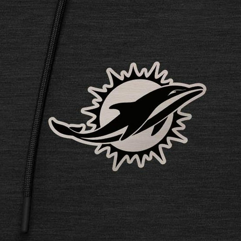Miami Dolphins Antigua Spikes Raglan Quarter-Zip Hoodie - Heather Black Hoodies