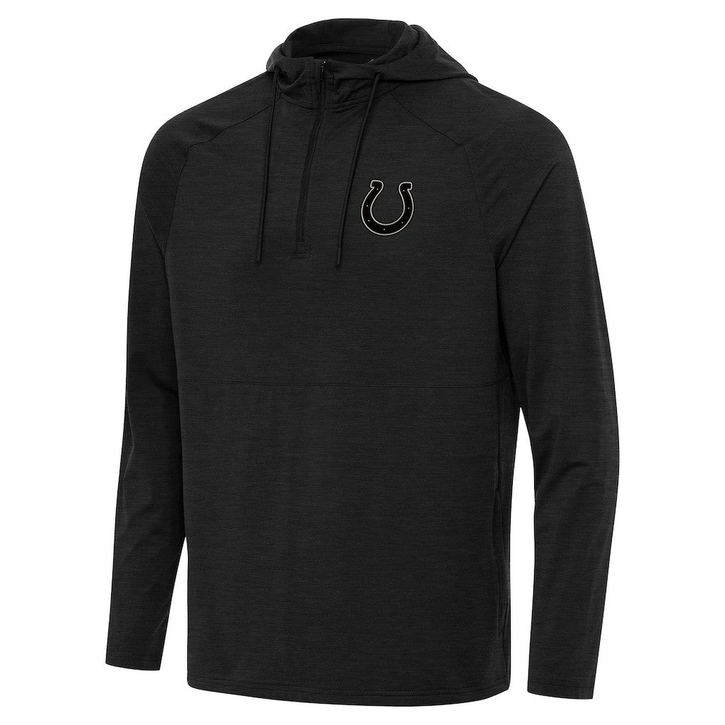 Indianapolis Colts Antigua Spikes Raglan Quarter-Zip Hoodie - Heather Black Hoodies