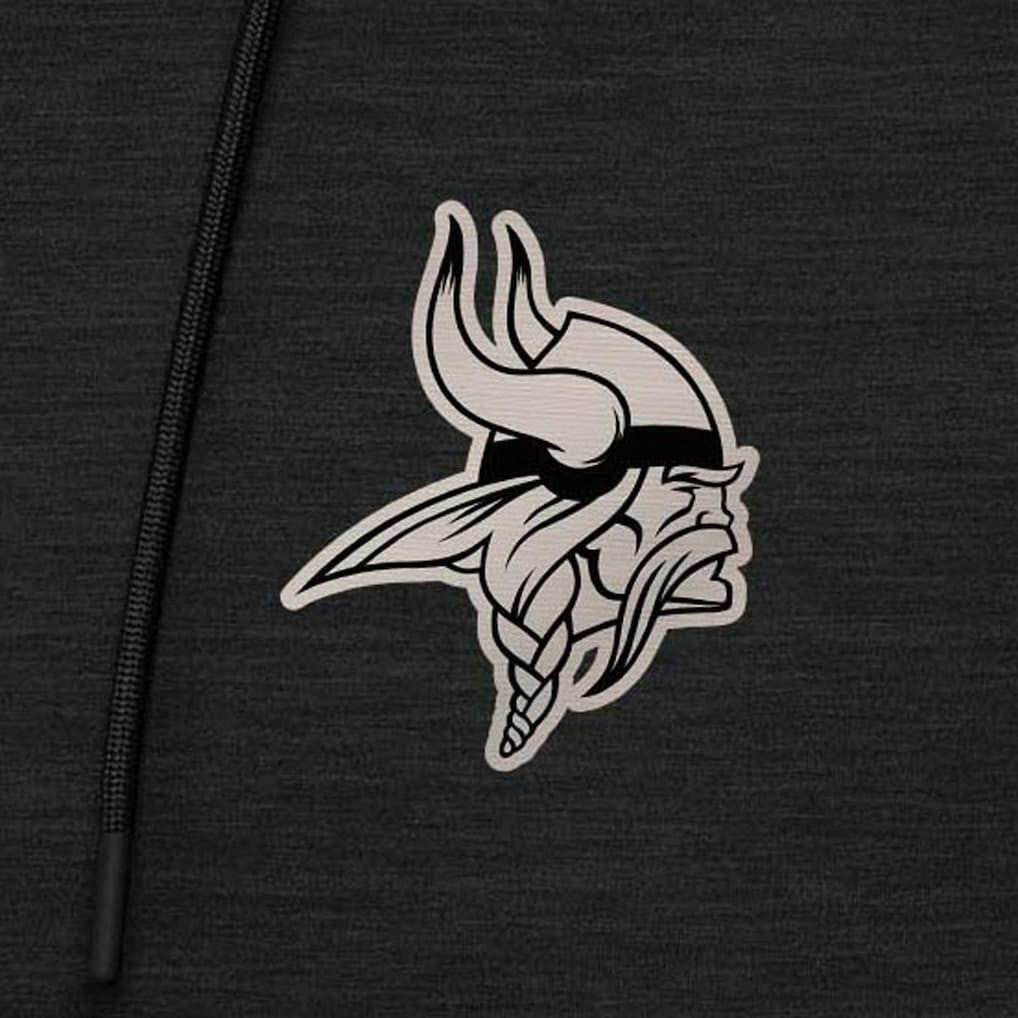 Minnesota Vikings Antigua Spikes Raglan Quarter-Zip Hoodie - Heather Black Hoodies
