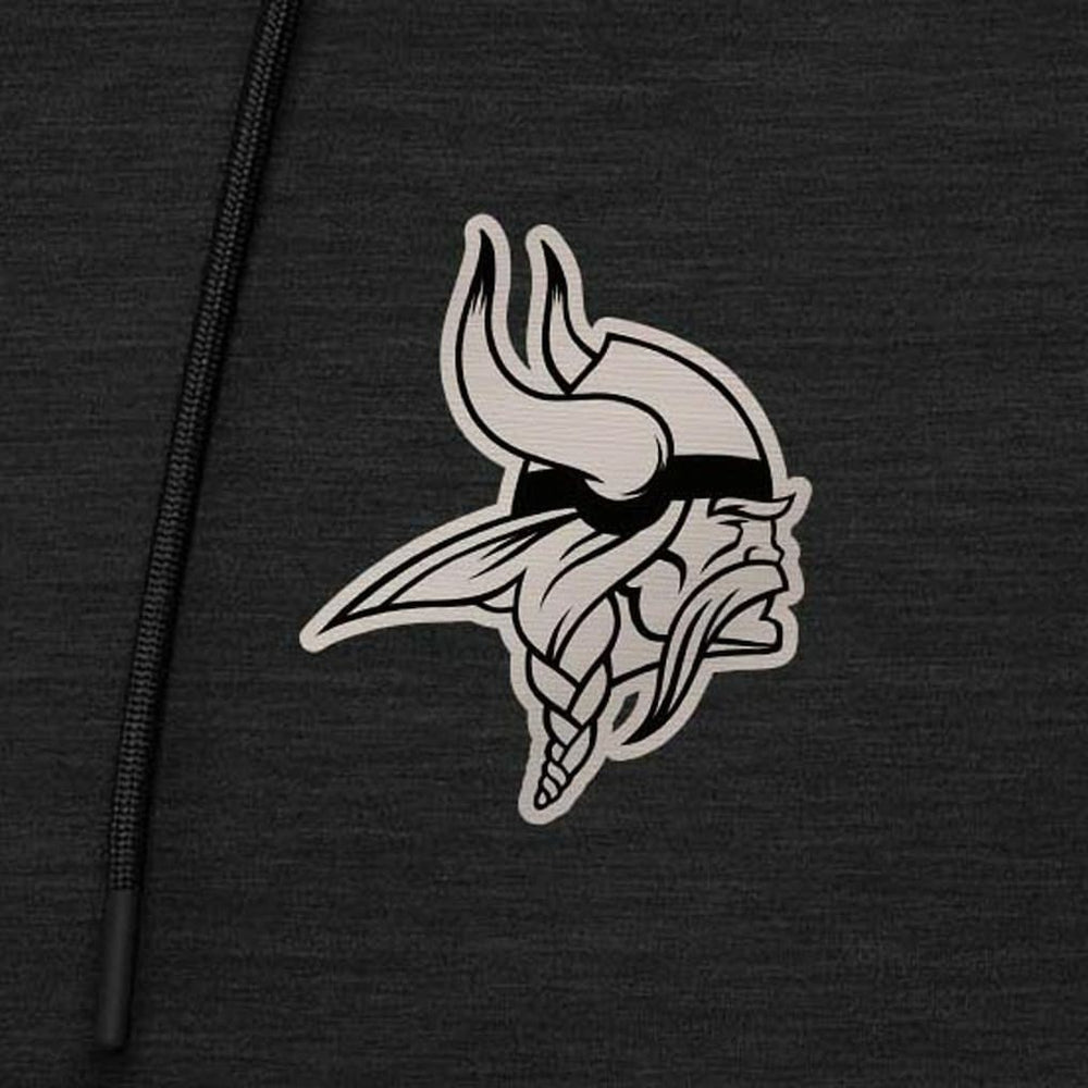 Minnesota Vikings Antigua Spikes Raglan Quarter-Zip Hoodie - Heather Black Hoodies