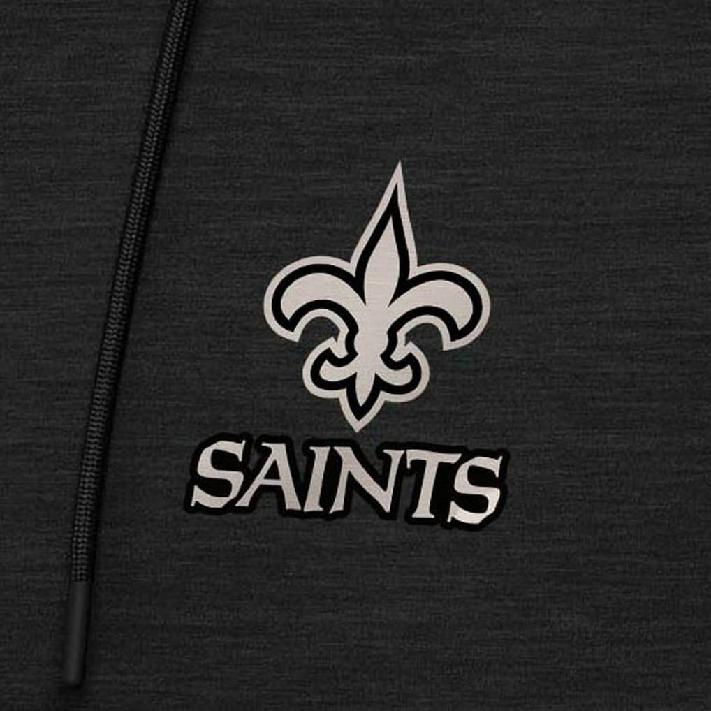 New Orleans Saints Antigua Spikes Raglan Quarter-Zip Hoodie - Heather Black Hoodies