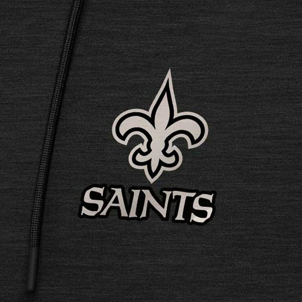 New Orleans Saints Antigua Spikes Raglan Quarter-Zip Hoodie - Heather Black Hoodies