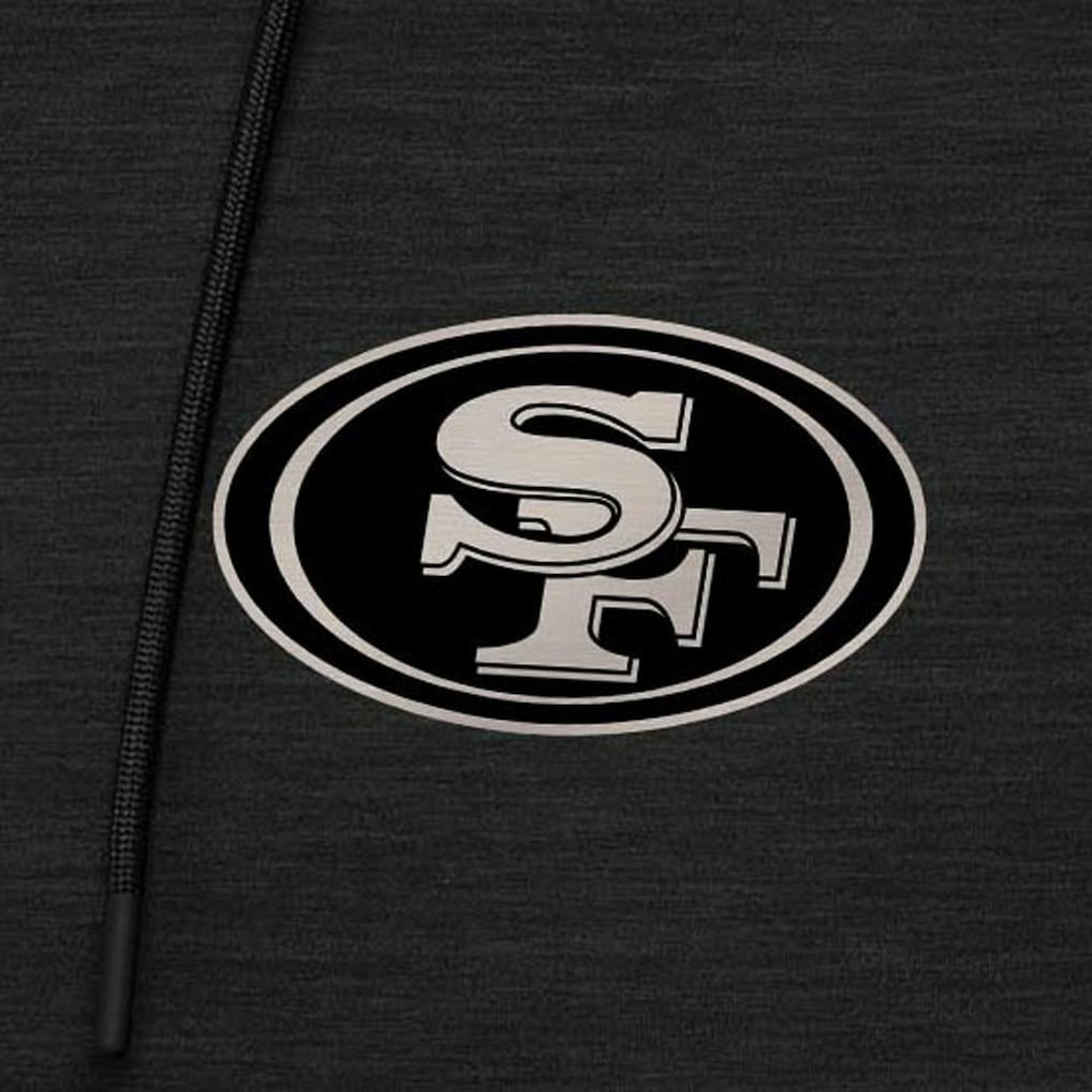 San Francisco 49ers Antigua Spikes Raglan Quarter-Zip Hoodie - Heather Black Hoodies