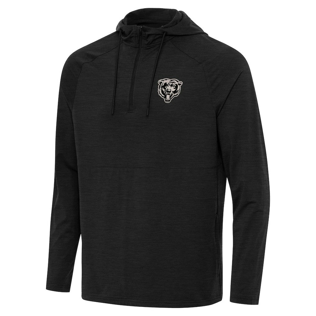 Chicago Bears Antigua Spikes Raglan Quarter-Zip Hoodie - Heather Black Hoodies