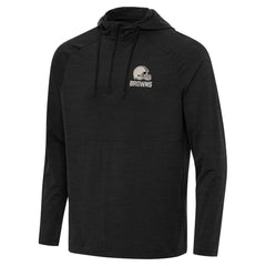 Cleveland Browns Antigua Spikes Raglan Quarter-Zip Hoodie - Heather Black Hoodies