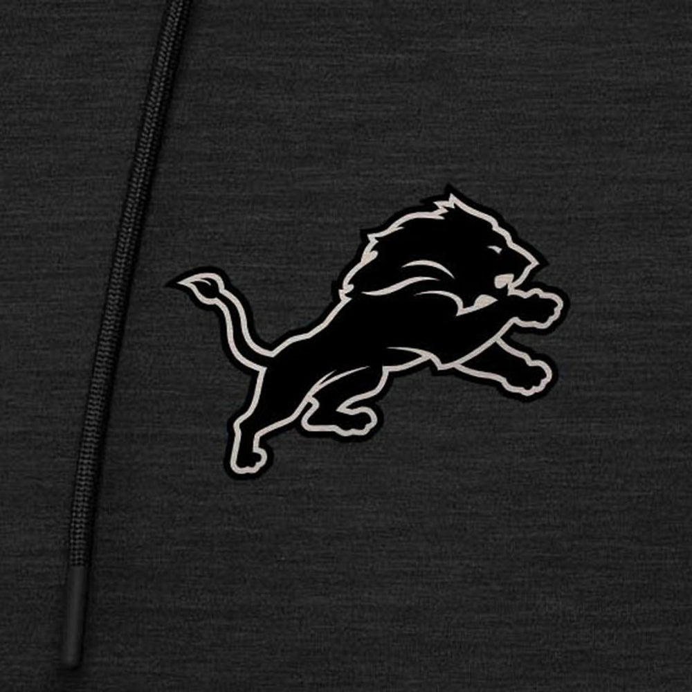 Detroit Lions Antigua Spikes Raglan Quarter-Zip Hoodie - Heather Black Hoodies