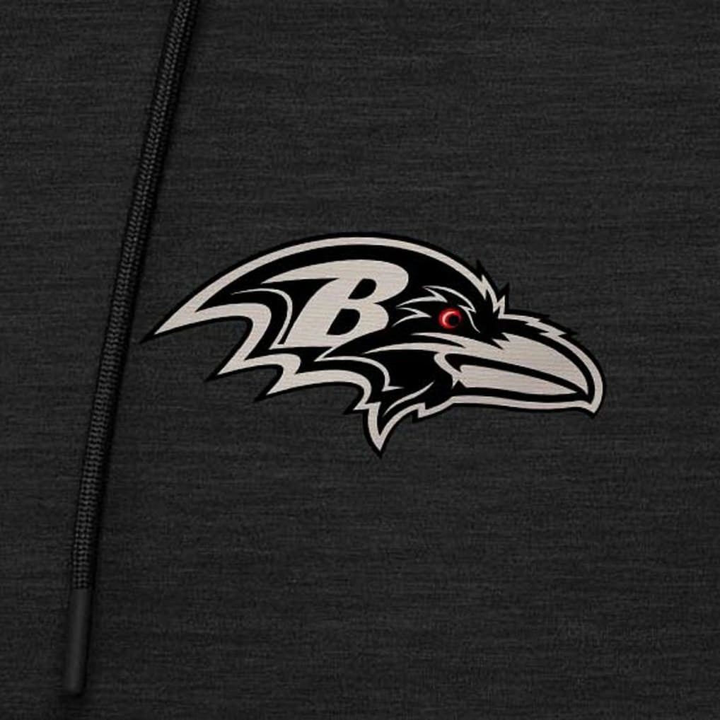 Baltimore Ravens Antigua Spikes Raglan Quarter-Zip Hoodie - Heather Black Hoodies