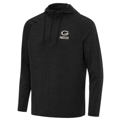 Green Bay Packers Antigua Spikes Raglan Quarter-Zip Hoodie - Heather Black Hoodies