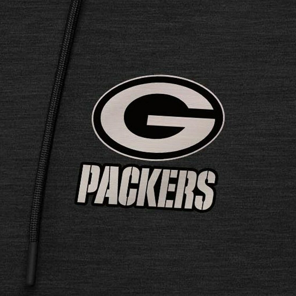 Green Bay Packers Antigua Spikes Raglan Quarter-Zip Hoodie - Heather Black Hoodies