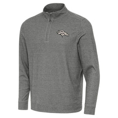 Denver Broncos Antigua Subtle Quarter-Zip Top - Heather Black Tops