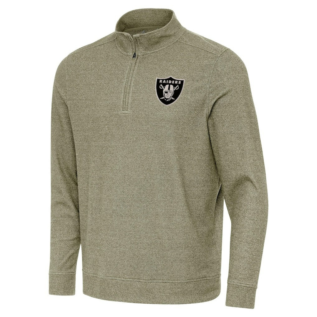 Las Vegas Raiders Antigua Subtle Quarter-Zip Top - Heather Olive Tops