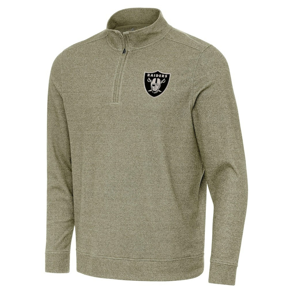 Las Vegas Raiders Antigua Subtle Quarter-Zip Top - Heather Olive Tops