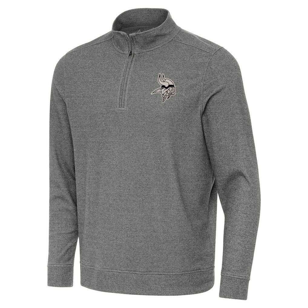 Minnesota Vikings Antigua Subtle Quarter-Zip Top - Heather Black Tops