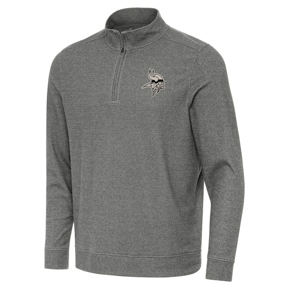 Minnesota Vikings Antigua Subtle Quarter-Zip Top - Heather Black Tops