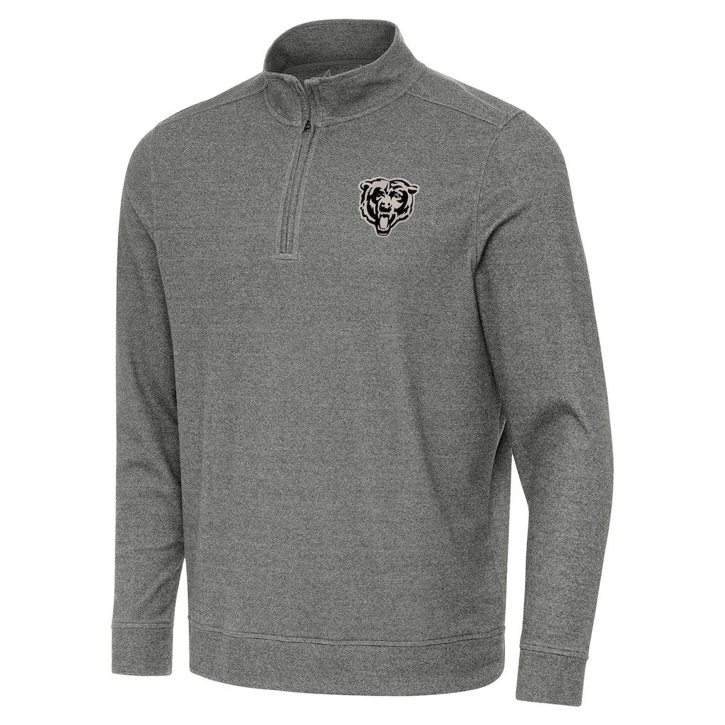 Chicago Bears Antigua Subtle Quarter-Zip Top - Heather Black Tops