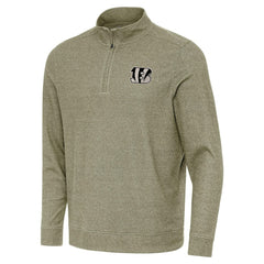 Cincinnati Bengals Antigua Subtle Quarter-Zip Top - Heather Olive Tops