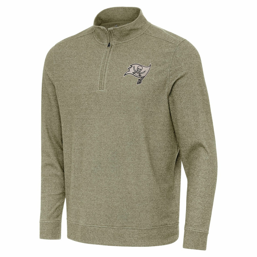 Tampa Bay Buccaneers Antigua Subtle Quarter-Zip Top - Heather Olive Tops