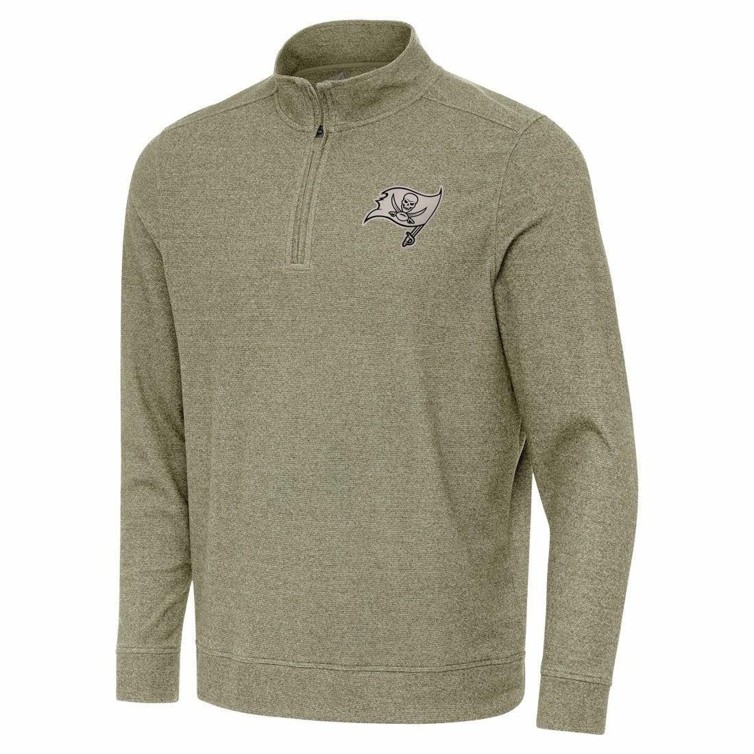 Tampa Bay Buccaneers Antigua Subtle Quarter-Zip Top - Heather Olive Tops