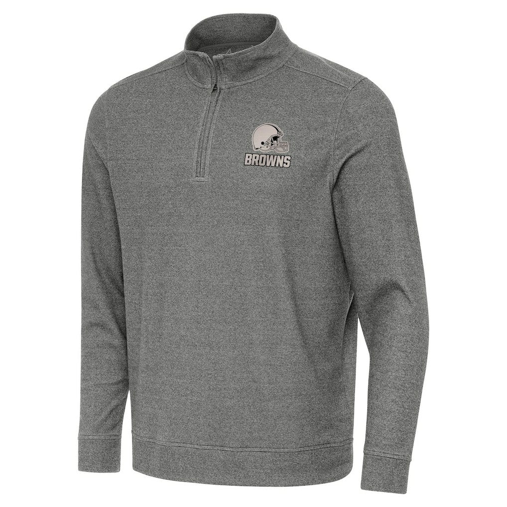 Cleveland Browns Antigua Subtle Quarter-Zip Top - Heather Black Tops