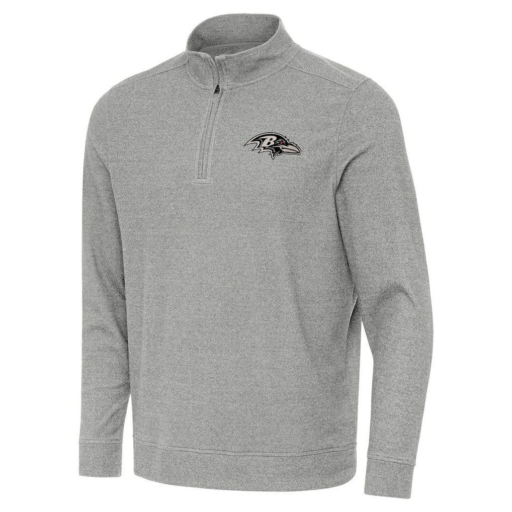 Baltimore Ravens Antigua Subtle Quarter-Zip Top - Heather Gray Tops