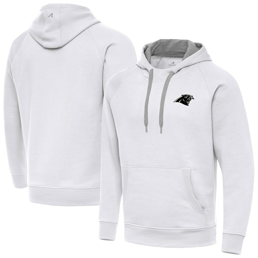 Carolina Panthers Antigua Brushed Carbon Victory Pullover Hoodie - White Hoodies