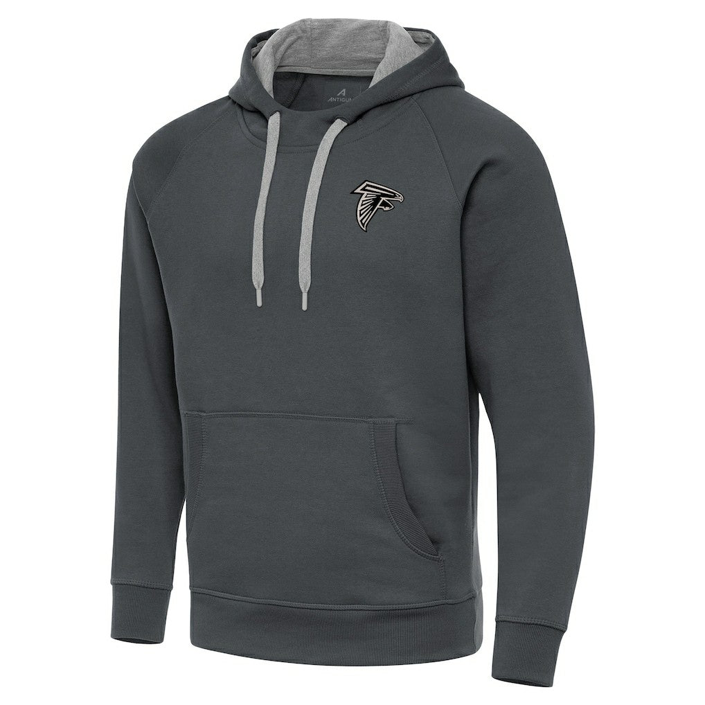 Atlanta Falcons Antigua Brushed Carbon Victory Pullover Hoodie - Charcoal Hoodies