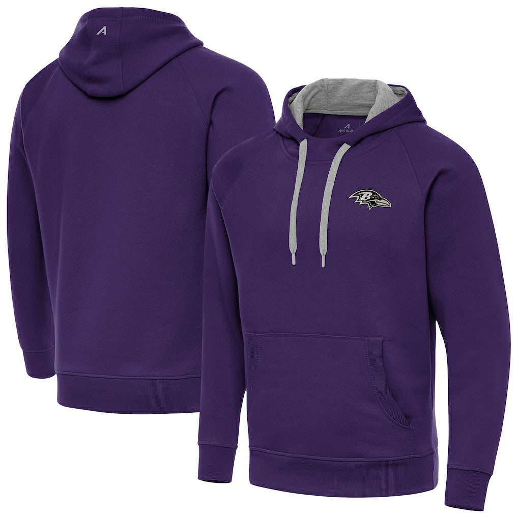 Baltimore Ravens Antigua Brushed Carbon Victory Pullover Hoodie - Purple Hoodies