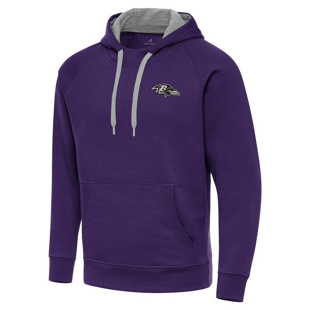 Baltimore Ravens Antigua Brushed Carbon Victory Pullover Hoodie - Purple Hoodies