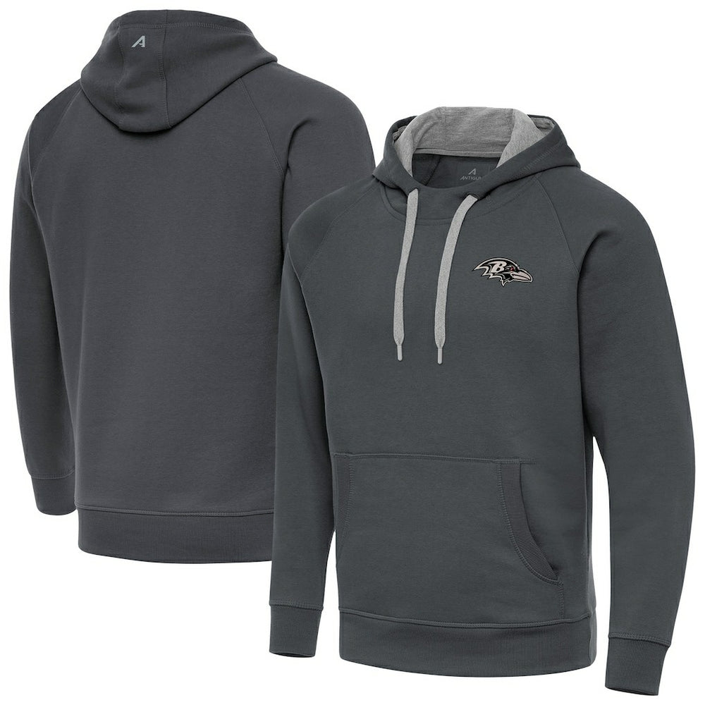 Baltimore Ravens Antigua Brushed Carbon Victory Pullover Hoodie - Charcoal Hoodies