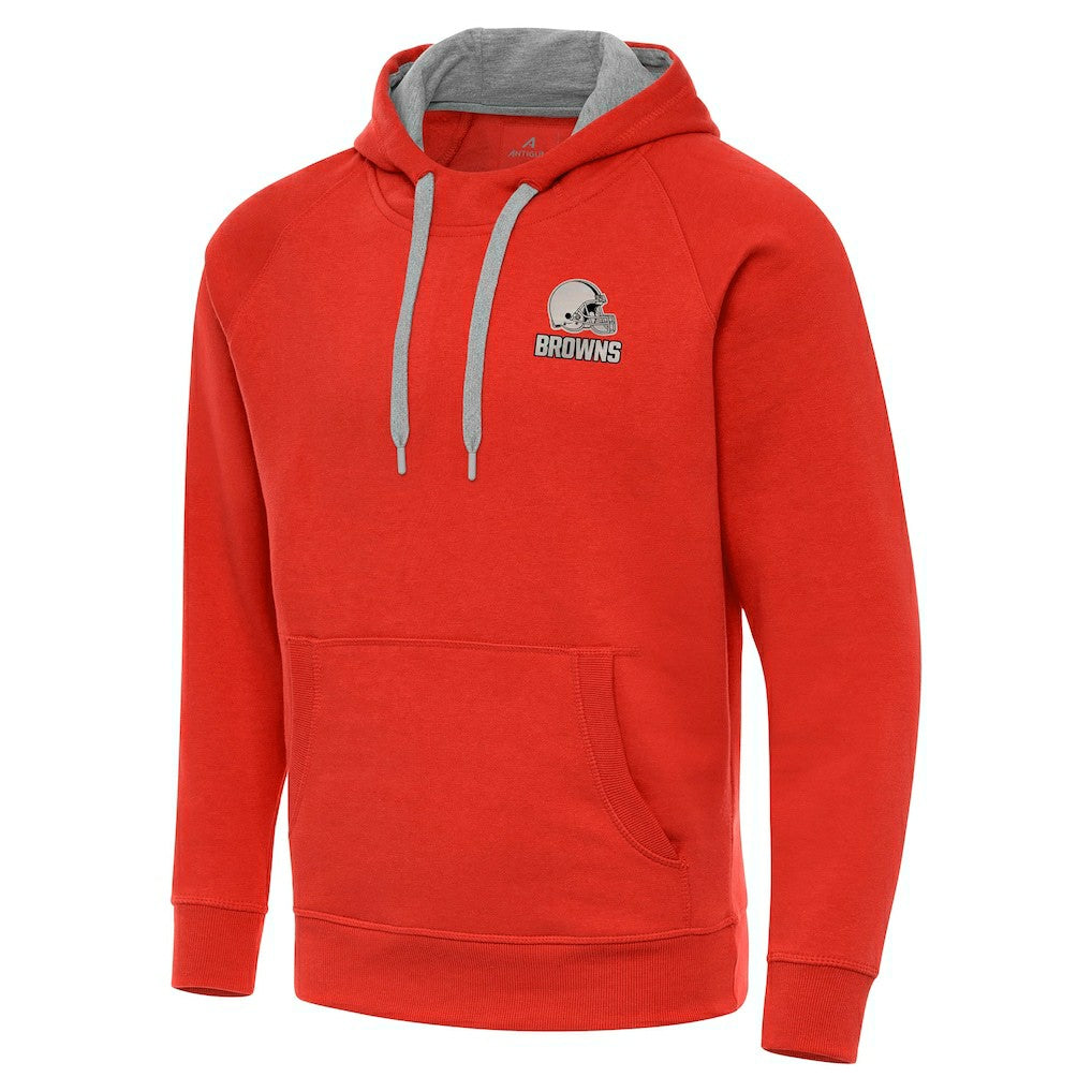 Cleveland Browns Antigua Brushed Carbon Victory Pullover Hoodie - Orange Hoodies