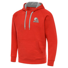 Cleveland Browns Antigua Brushed Carbon Victory Pullover Hoodie - Orange Hoodies