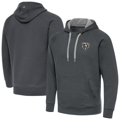 Chicago Bears Antigua Brushed Carbon Victory Pullover Hoodie - Charcoal Hoodies