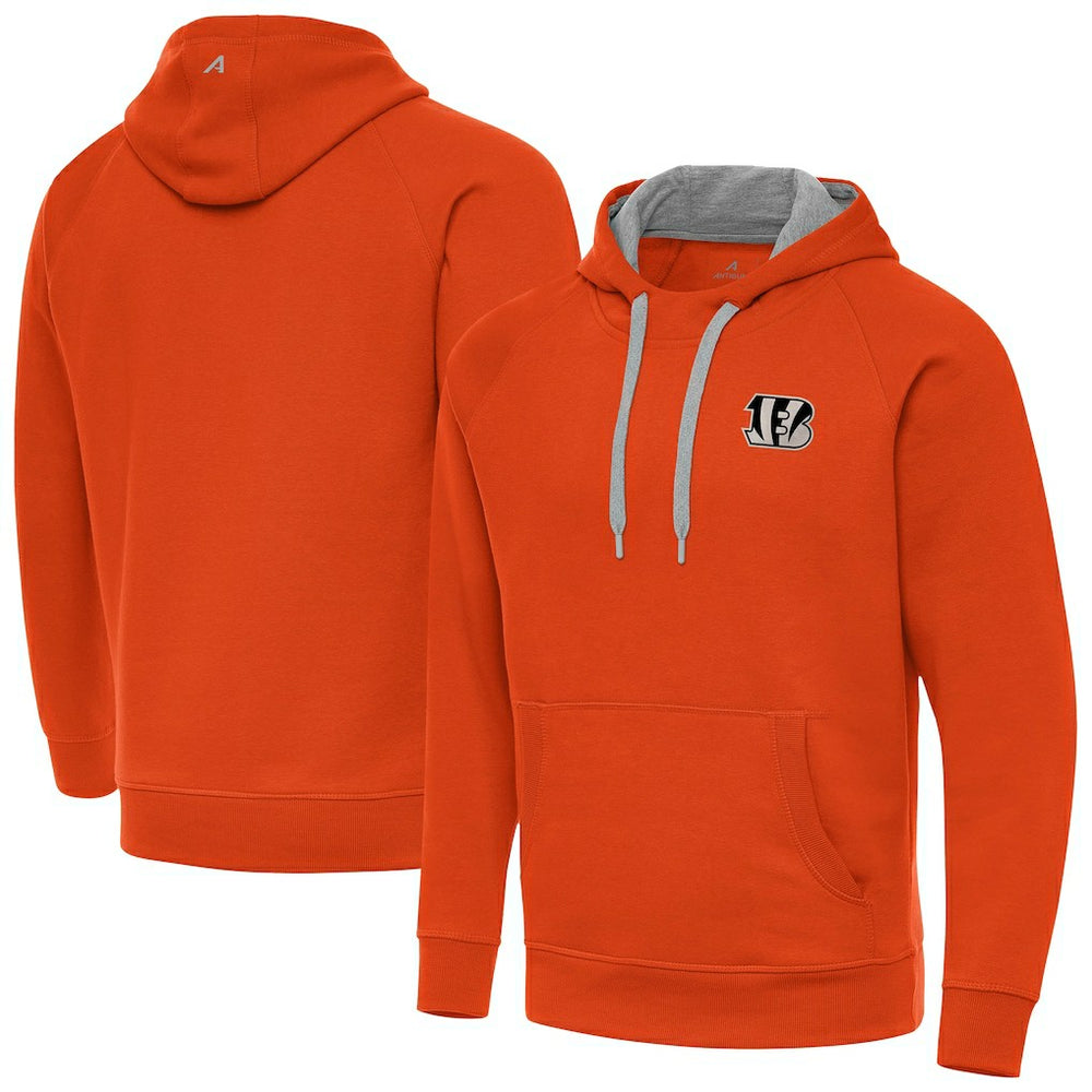 Cincinnati Bengals Antigua Brushed Carbon Victory Pullover Hoodie - Orange Hoodies
