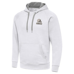 Cleveland Browns Antigua Brushed Carbon Victory Pullover Hoodie - White Hoodies