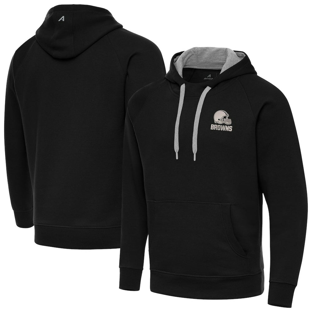 Cleveland Browns Antigua Brushed Carbon Victory Pullover Hoodie - Black Hoodies