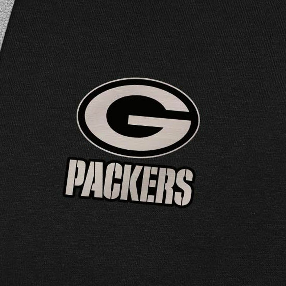 Green Bay Packers Antigua Brushed Carbon Victory Pullover Hoodie - Black Hoodies