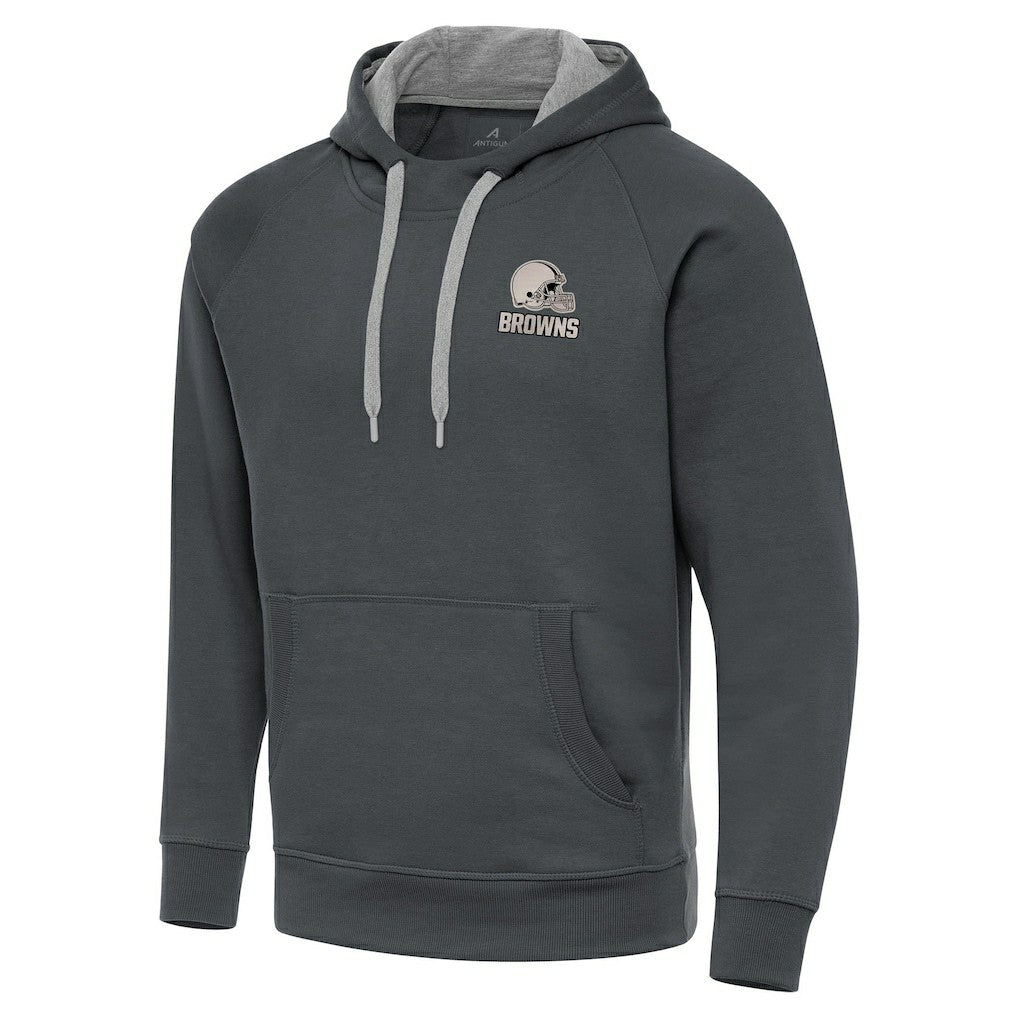 Cleveland Browns Antigua Brushed Carbon Victory Pullover Hoodie - Charcoal Hoodies