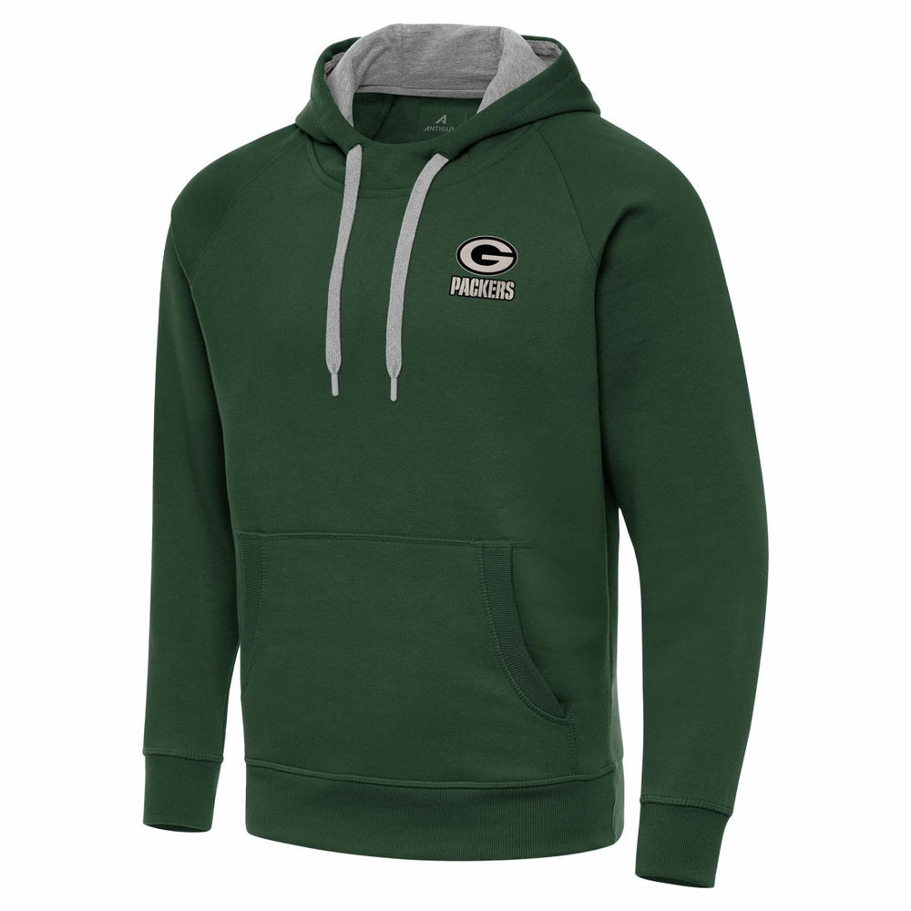 Green Bay Packers Antigua Brushed Carbon Victory Pullover Hoodie - Green Hoodies