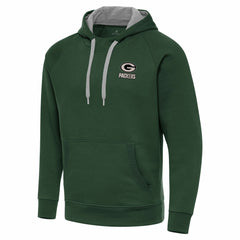 Green Bay Packers Antigua Brushed Carbon Victory Pullover Hoodie - Green Hoodies