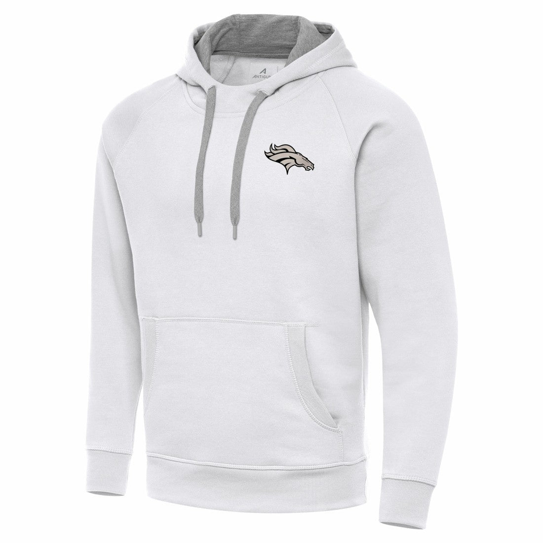 Denver Broncos Antigua Brushed Carbon Victory Pullover Hoodie - White Hoodies