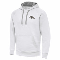 Denver Broncos Antigua Brushed Carbon Victory Pullover Hoodie - White Hoodies