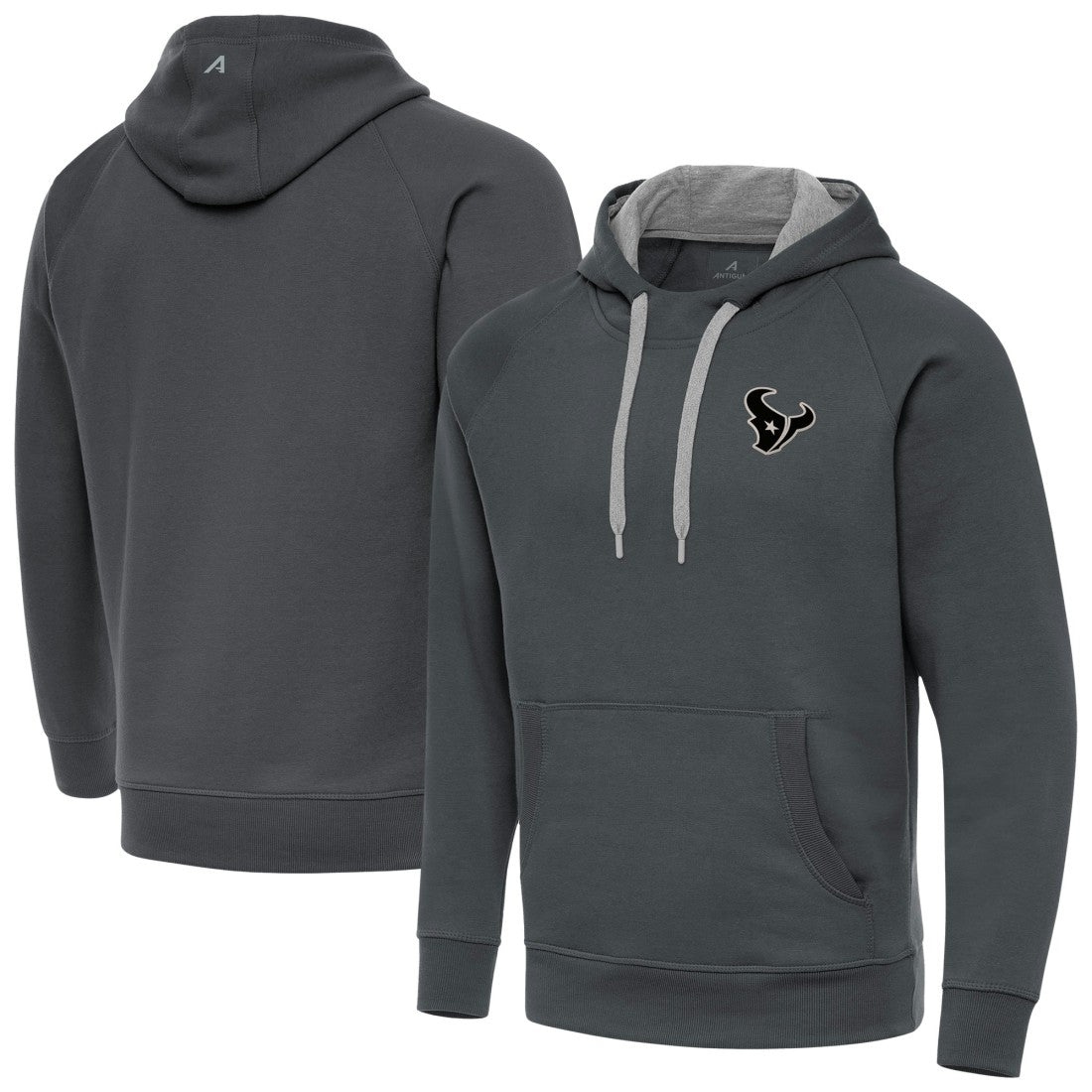 Houston Texans Antigua Brushed Carbon Victory Pullover Hoodie - Charcoal Hoodies