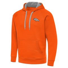 Denver Broncos Antigua Brushed Carbon Victory Pullover Hoodie - Orange Hoodies
