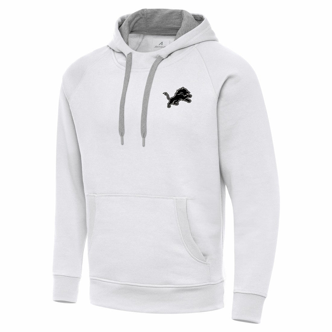 Detroit Lions Antigua Brushed Carbon Victory Pullover Hoodie - White Hoodies