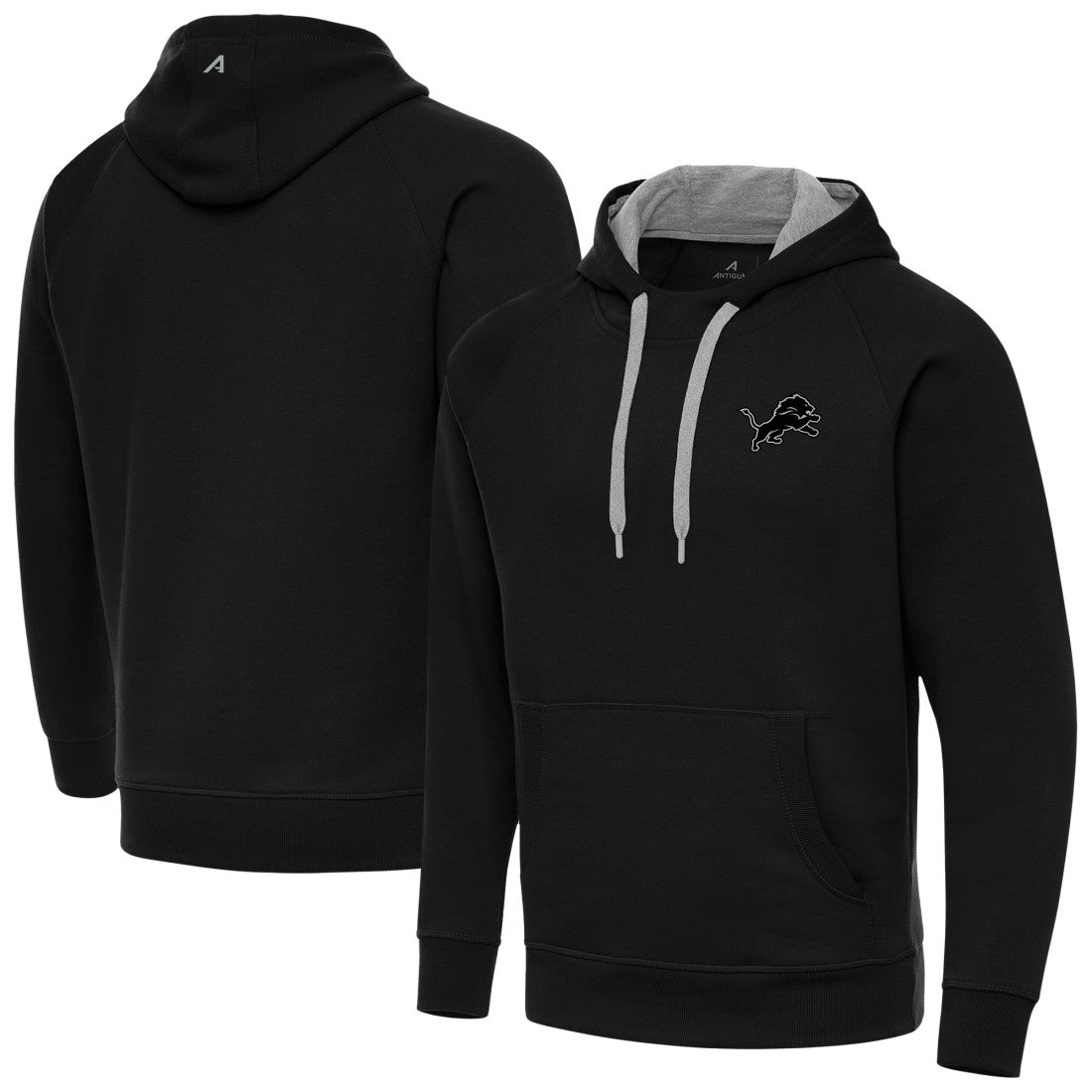 Detroit Lions Antigua Brushed Carbon Victory Pullover Hoodie - Black Hoodies