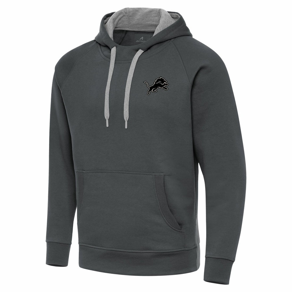 Detroit Lions Antigua Brushed Carbon Victory Pullover Hoodie - Charcoal Hoodies