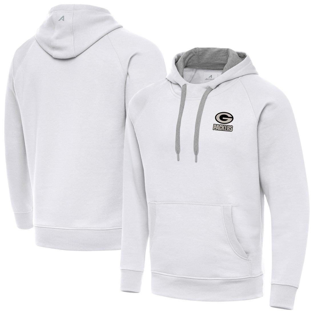 Green Bay Packers Antigua Brushed Carbon Victory Pullover Hoodie - White Hoodies
