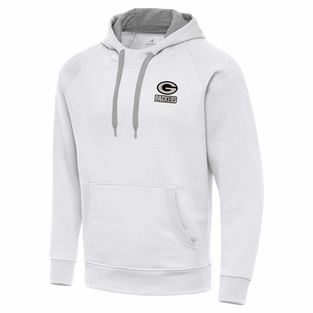 Green Bay Packers Antigua Brushed Carbon Victory Pullover Hoodie - White Hoodies