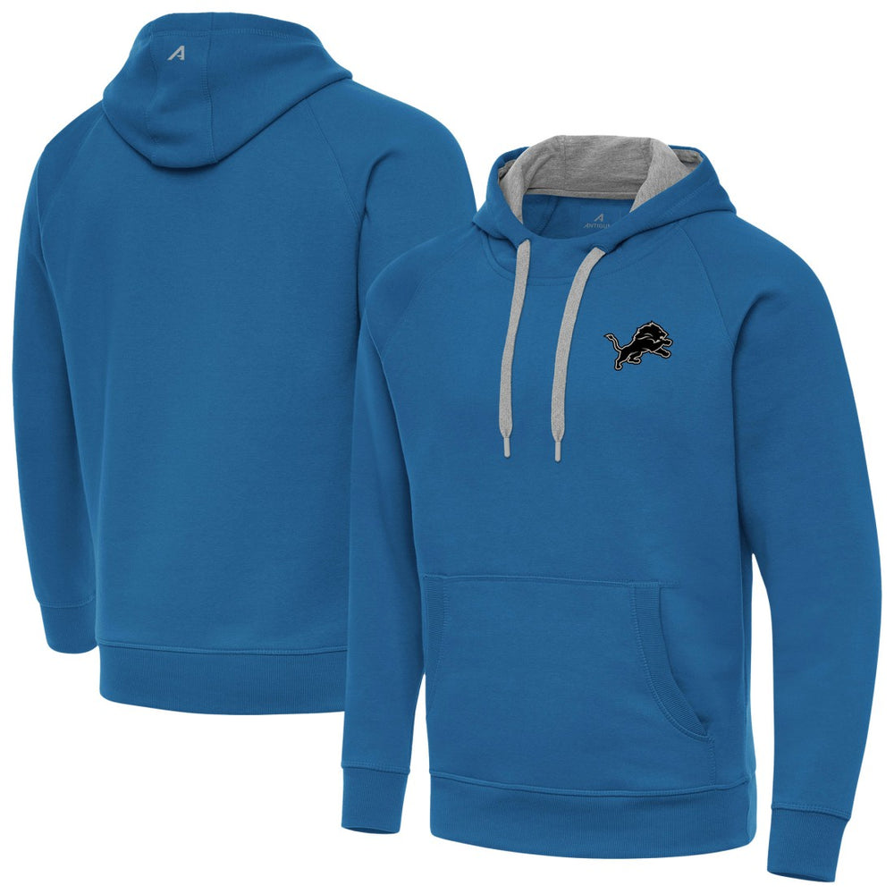 Detroit Lions Antigua Brushed Carbon Victory Pullover Hoodie - Blue Hoodies
